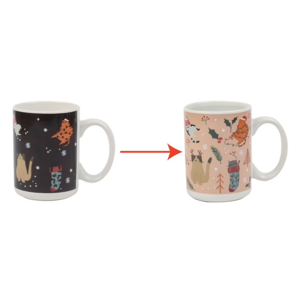 Ceramic Cat Mug Colour Changing 16.56 OZ Coffee Tea Cup 490mL by Holiday Time